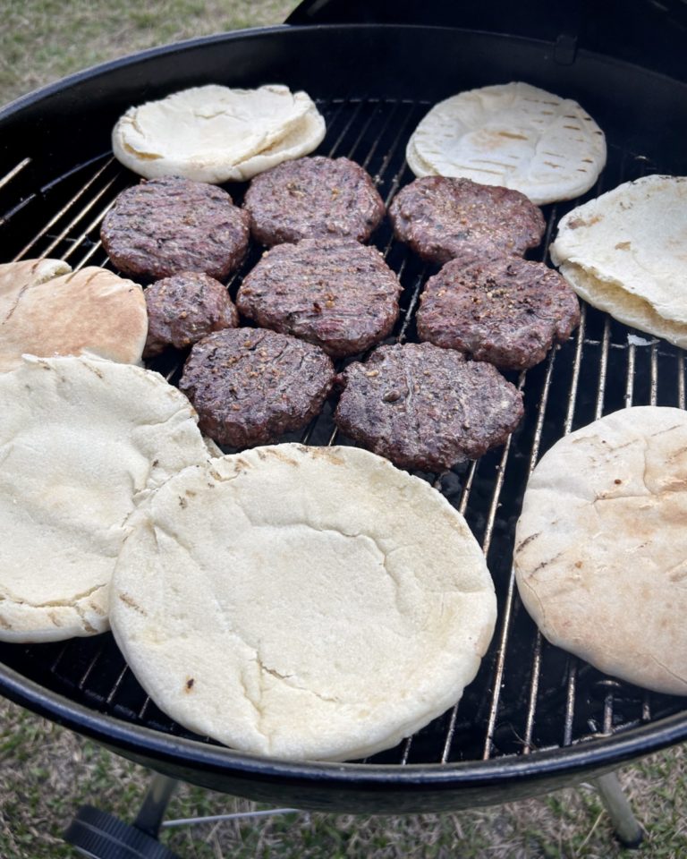 Grilling lamb burgers