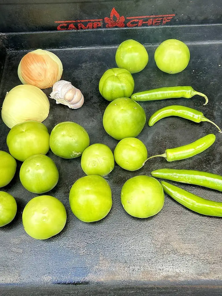 Ingredients on the griddle