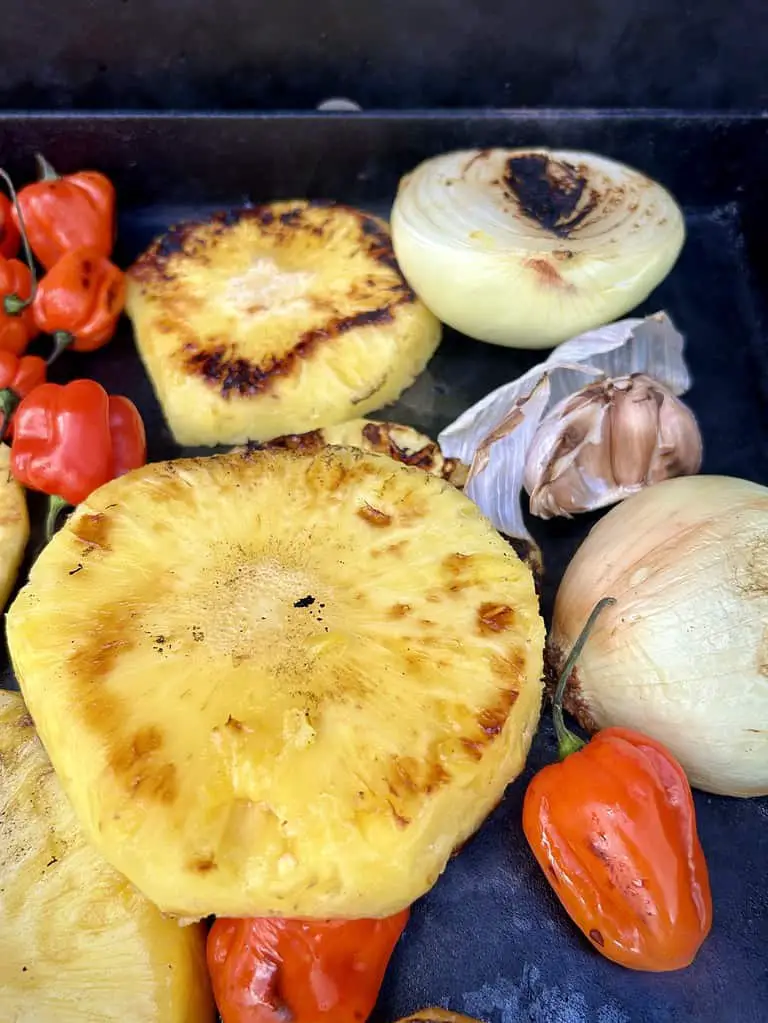 Charring habaneros and pineapple for the best hot and sweet Mexican salsa