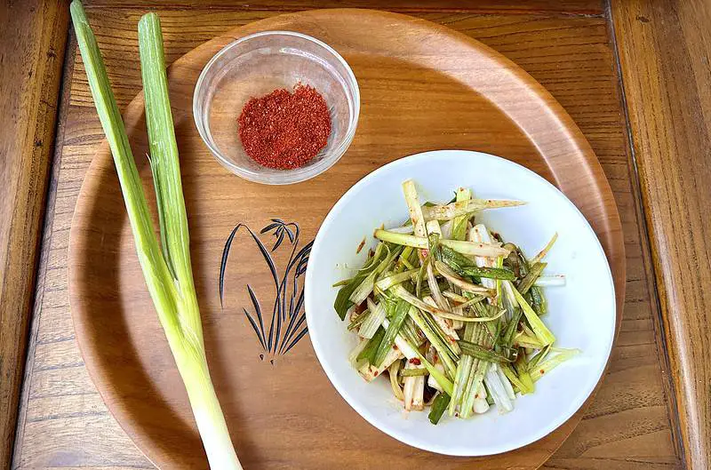 Delicious green onion salad with ingredients. The perfect side for Korean Barbecue
