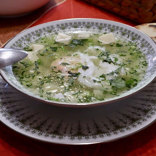 Pisca Andina served with poached eggs and cheese